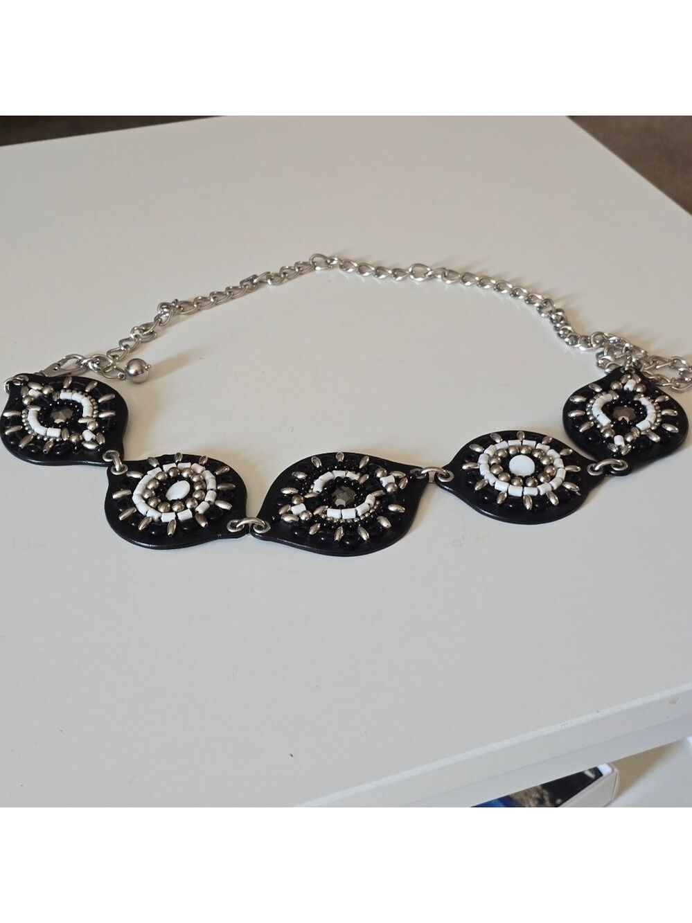 Vintage Chicos Elegant Black and Silver Statement Belt